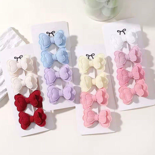 "Little Loves Boutique" - Double Layered Bow Hairclips - 4 per set