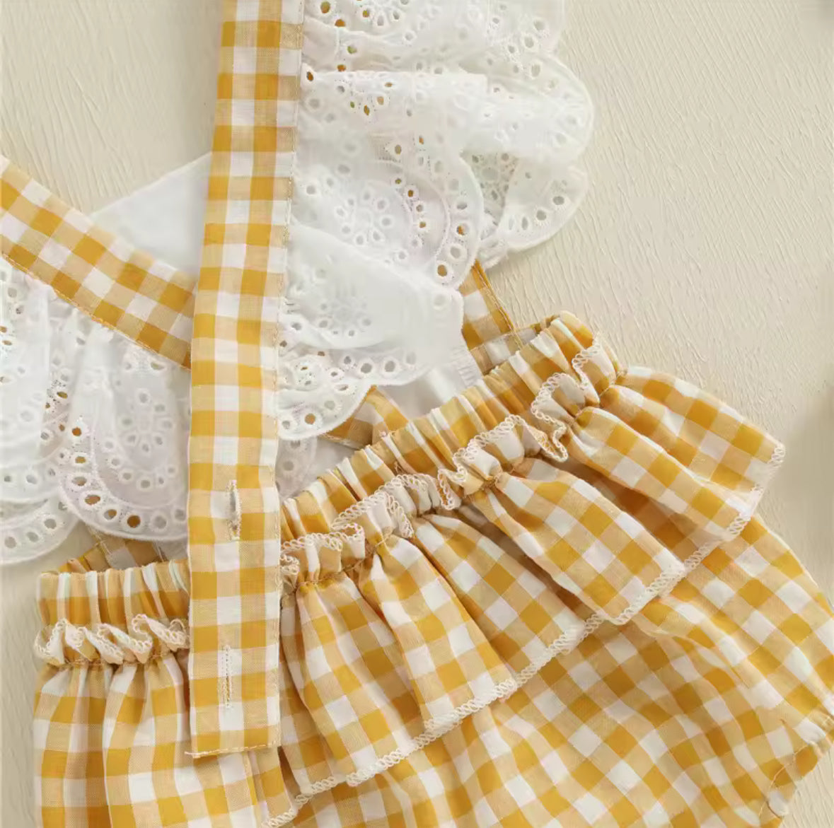 "Yellow Gingham Romper"