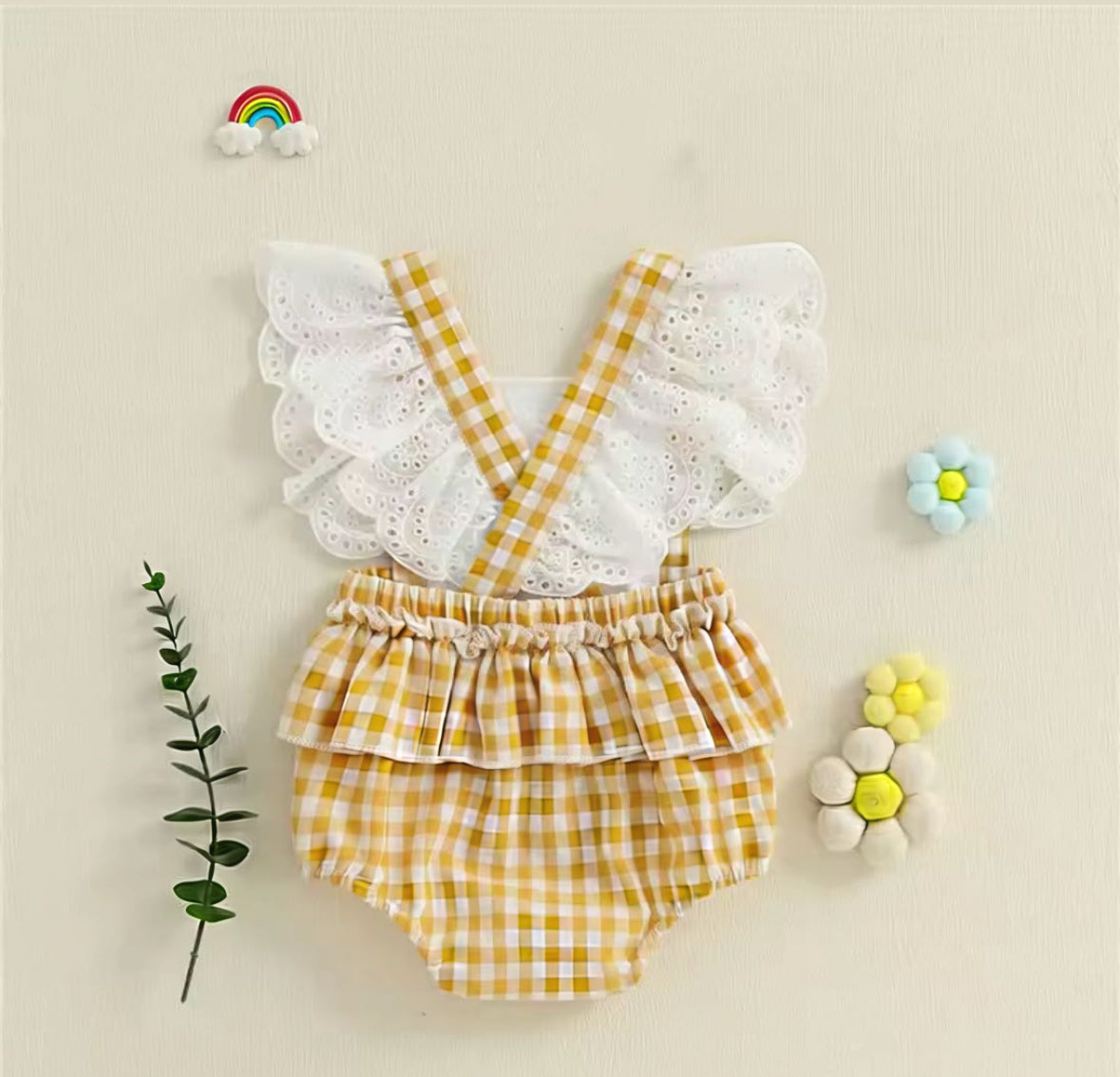 "Yellow Gingham Romper"