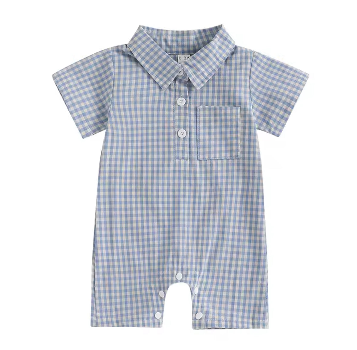 "Blue Gingham Romper"