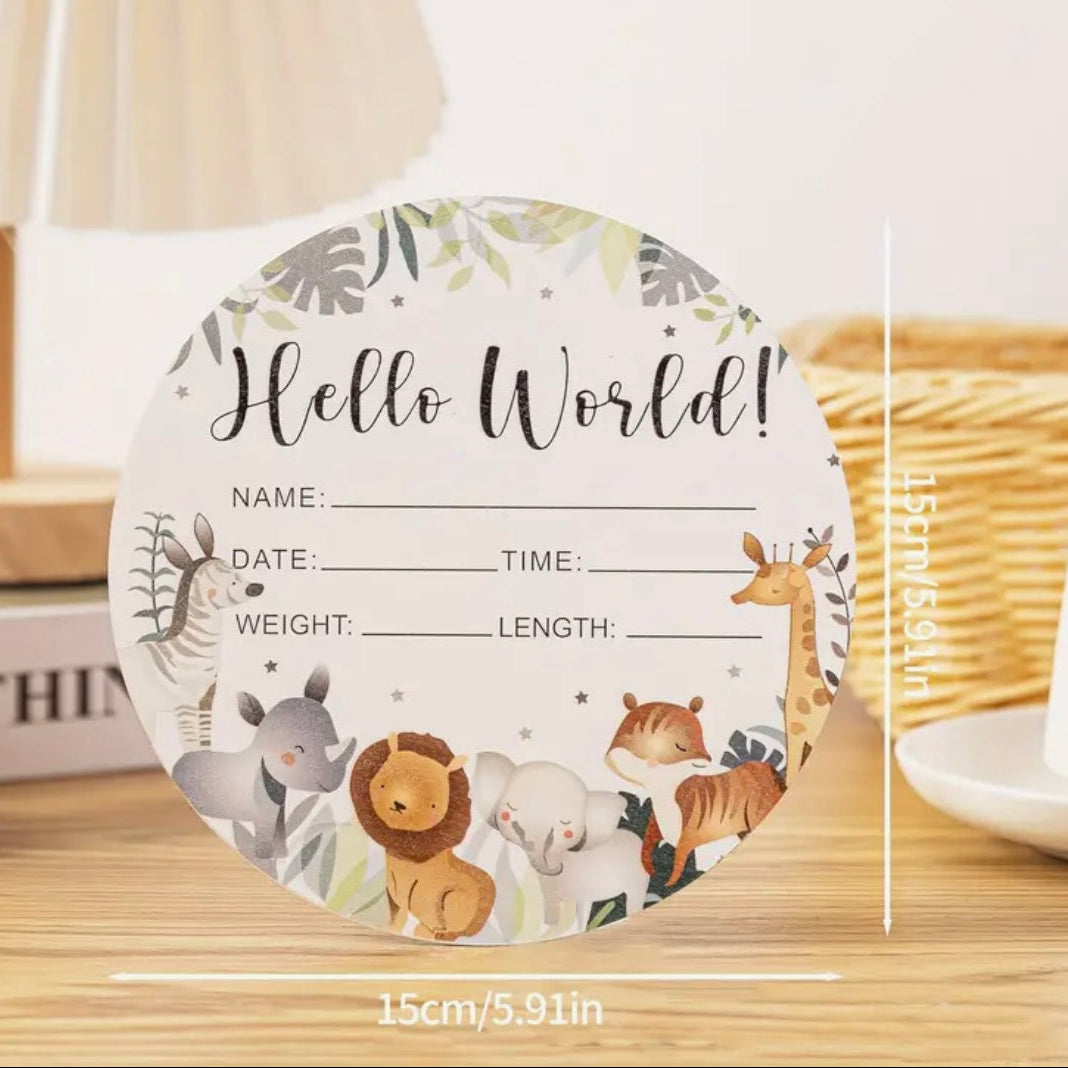 "Hello World Animals Announcement Plaque"