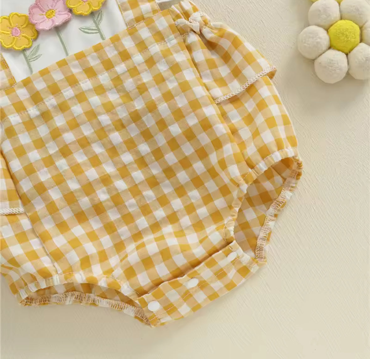 "Yellow Gingham Romper"