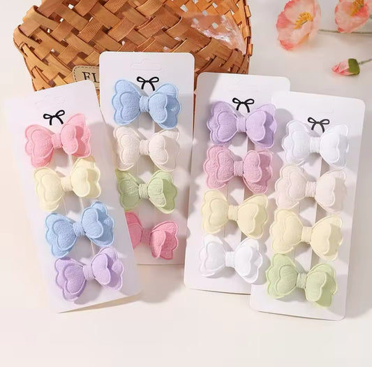 "Little Loves Boutique" - Double Layered Bow Hairclips - 4 per set