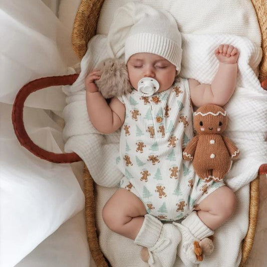 "Christmas" - Indigo Dreams - Gingerbread Ribbed Romper - Mint