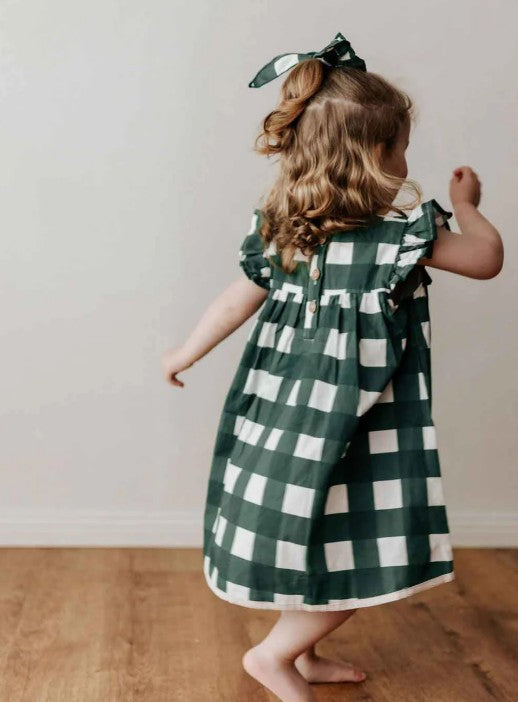 "Christmas" - Bencer & Hazelnut Green Gingham Playsuit/Dress