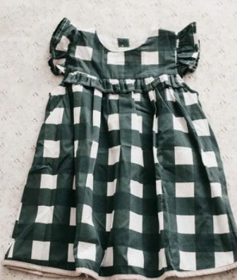 "Christmas" - Bencer & Hazelnut Green Gingham Playsuit/Dress