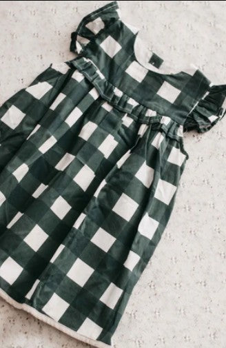 "Christmas" - Bencer & Hazelnut Green Gingham Playsuit/Dress