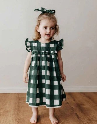 "Christmas" - Bencer & Hazelnut Green Gingham Playsuit/Dress