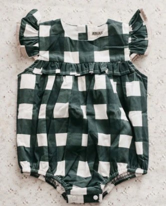 "Christmas" - Bencer & Hazelnut Green Gingham Playsuit/Dress