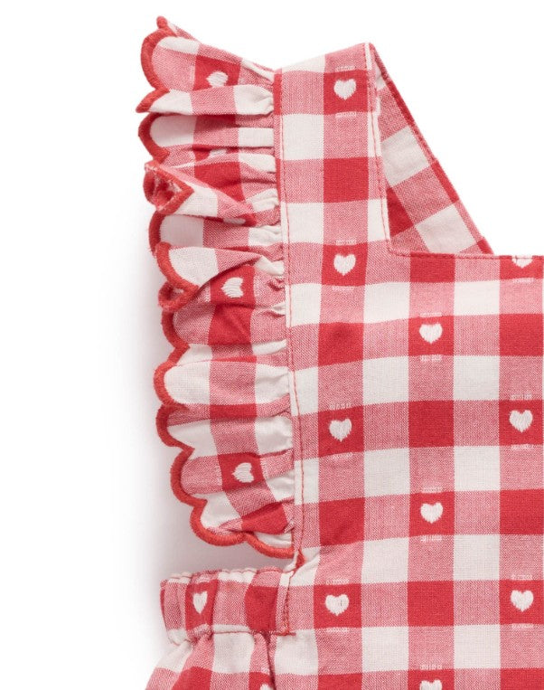 "Christmas" - Purebaby - Gingham Heart Romper