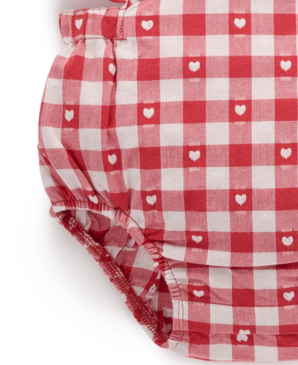 "Christmas" - Purebaby - Gingham Heart Romper