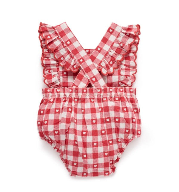 "Christmas" - Purebaby - Gingham Heart Romper