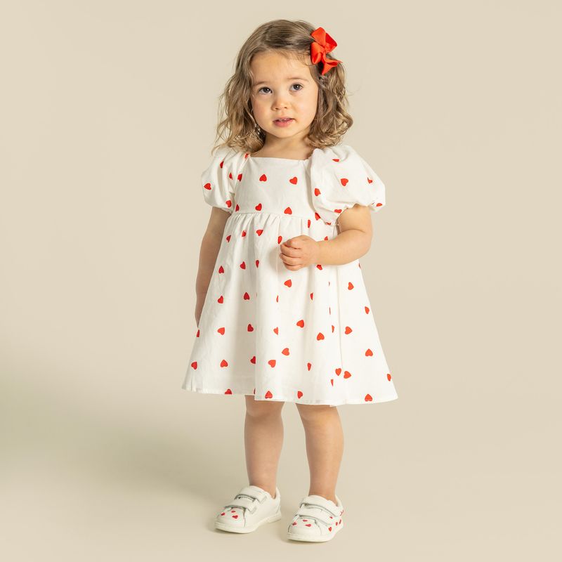 "Christmas” - Designer Kidz - Love Hearts Puff Sleeve Dress