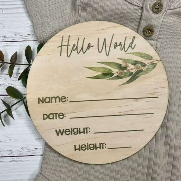 "Inspired Wholesale" - Announcement Plaque - Hello World Eucalyptus