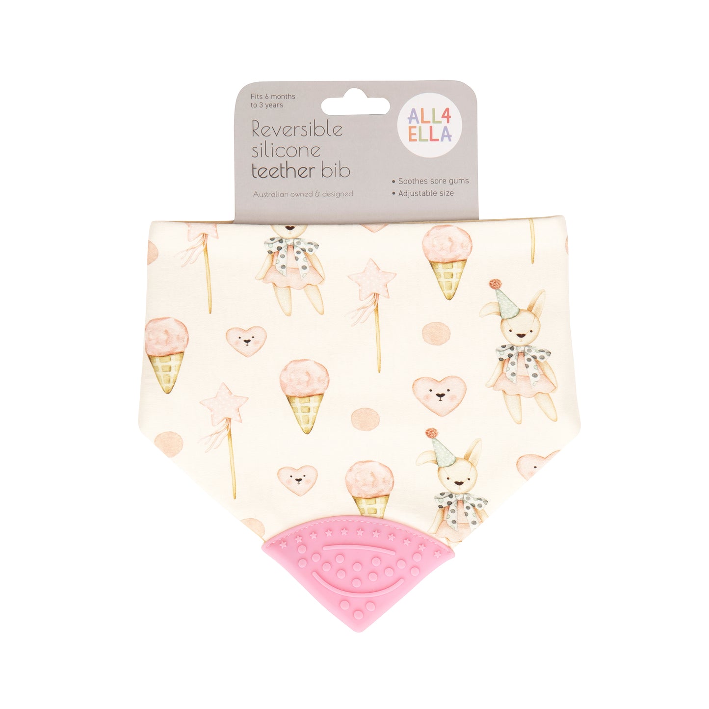 "All4Ella" - Bandana Bib with Silicone Teether