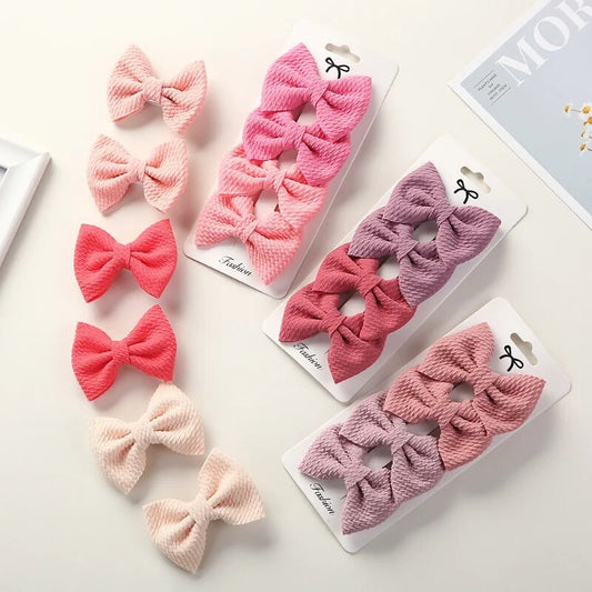 "Little Loves Boutique" - Crinkle Bow Hairclip Set - 4 Pieces