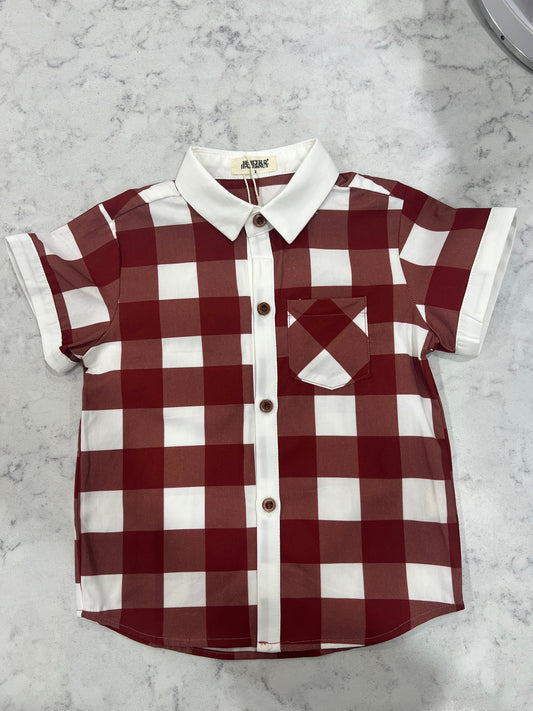 "Christmas" - Bencer & Hazelnut Gingham Collared Romper/Shirt