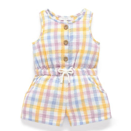 "Purebaby" - Lila Check Jumpsuit