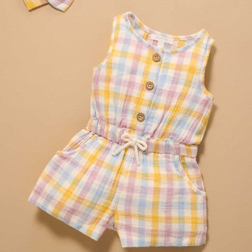 "Purebaby" - Lila Check Jumpsuit