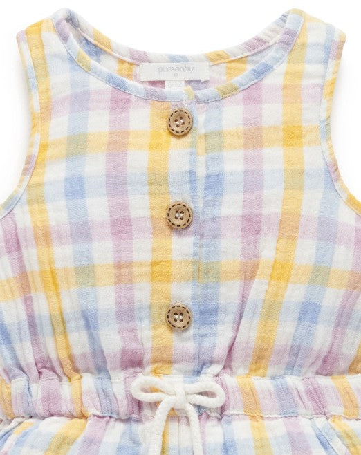 "Purebaby" - Lila Check Jumpsuit