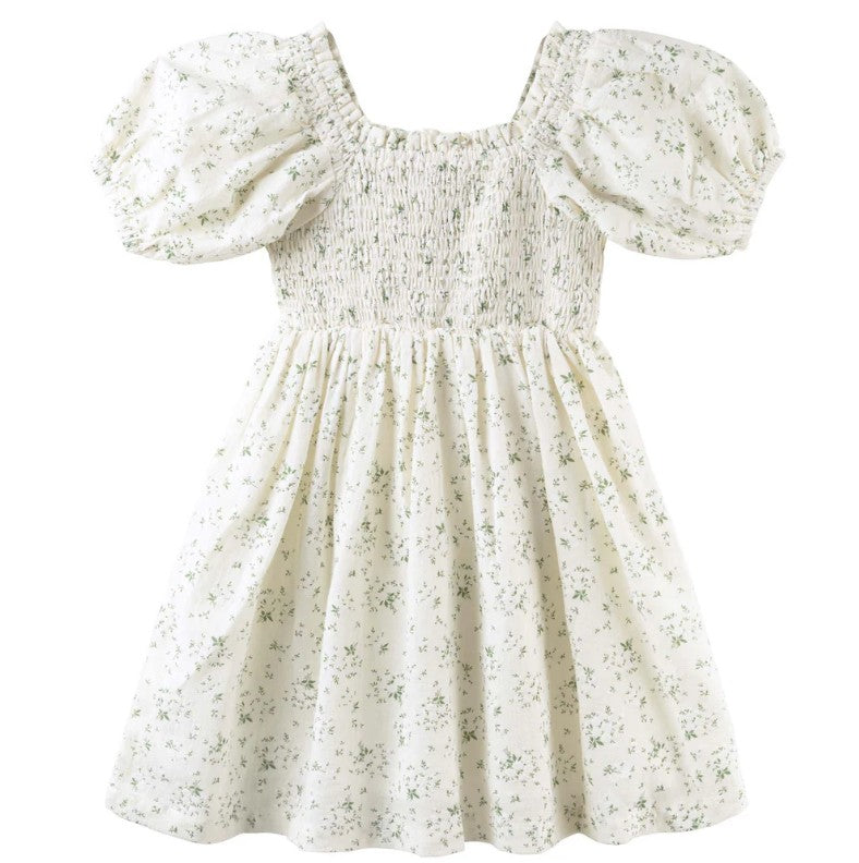 "Designer Kidz" - Lily Puff Sleeve Dress - Ecru Floral