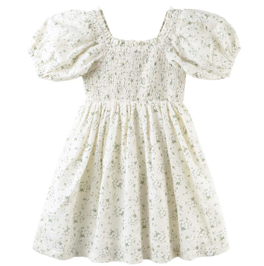 "Designer Kidz" - Lily Puff Sleeve Dress - Ecru Floral