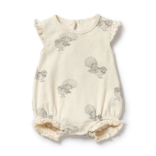 "Wilson & Frenchy" - Little Fantail Ruffle Pointelle Growsuit