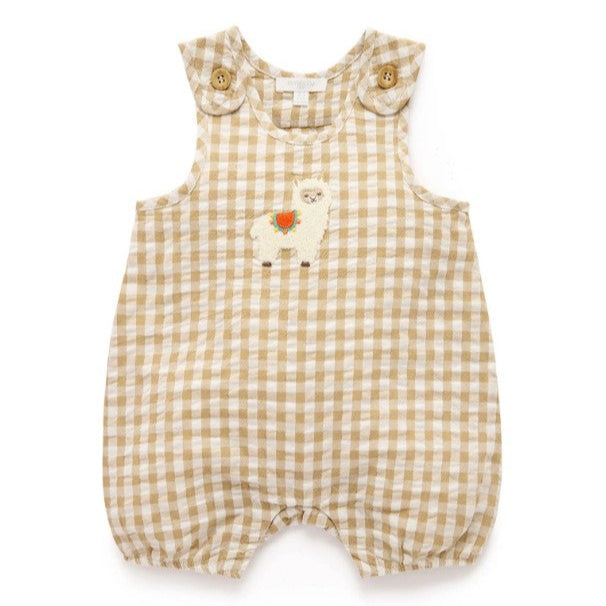 "Purebaby" - Llama Gingham Romper