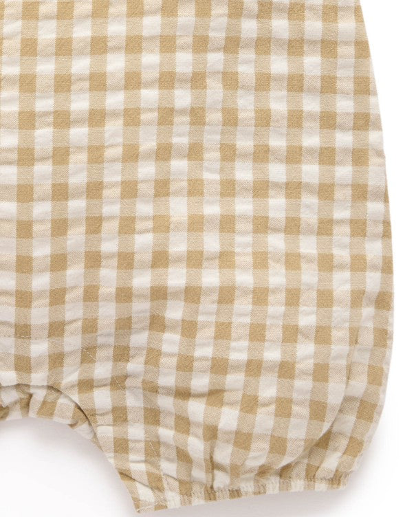 "Purebaby" - Llama Gingham Romper