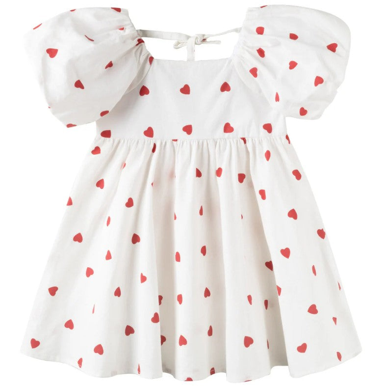 "Christmas” - Designer Kidz - Love Hearts Puff Sleeve Dress