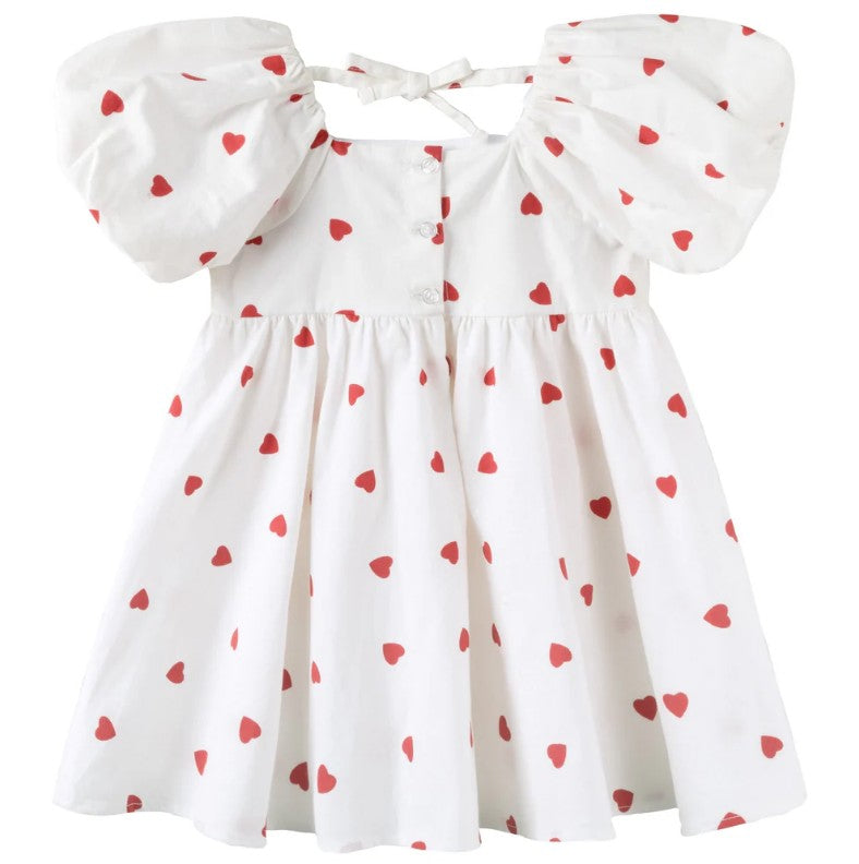 "Christmas” - Designer Kidz - Love Hearts Puff Sleeve Dress