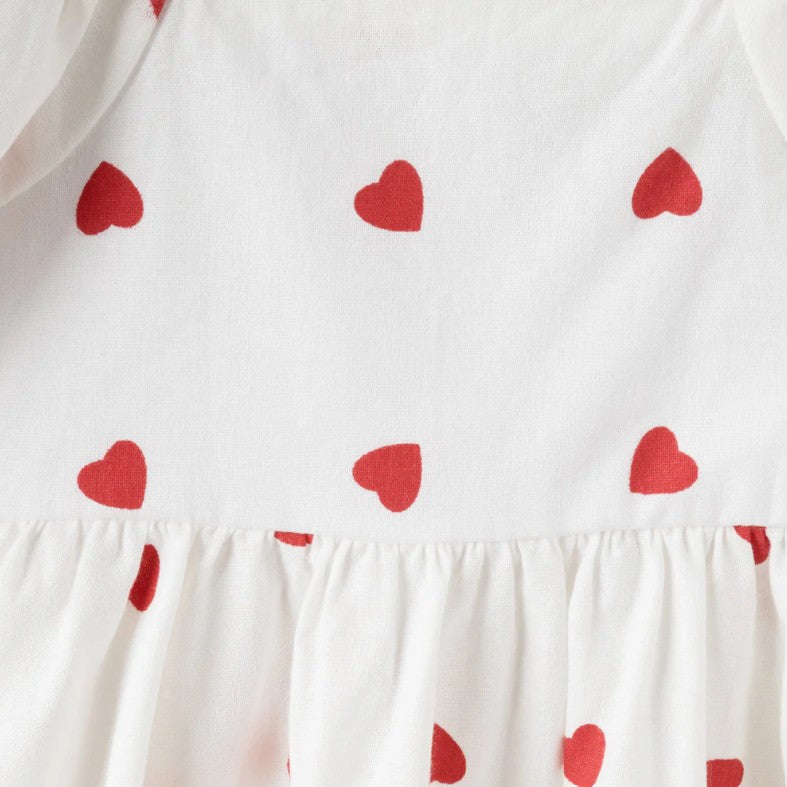 "Christmas” - Designer Kidz - Love Hearts Puff Sleeve Dress