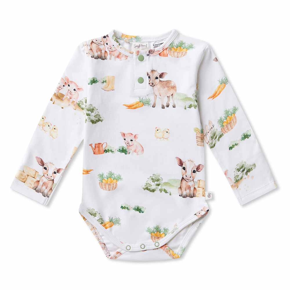 "Snuggle Hunny" - Long Sleeve Bodysuit - Farm