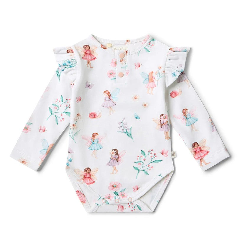 "Snuggle Hunny" - Long Sleeve Bodysuit - Fairy Garden