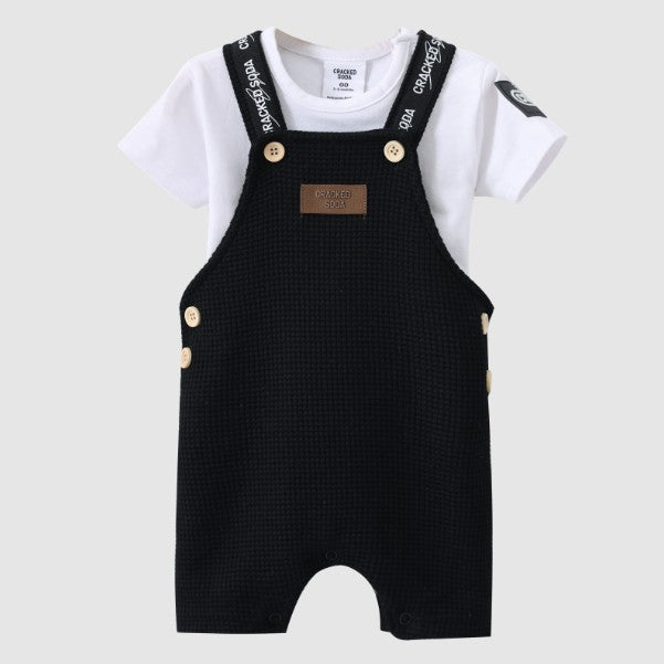 "Cracked Soda" - Luca Waffle Overall Set - Black