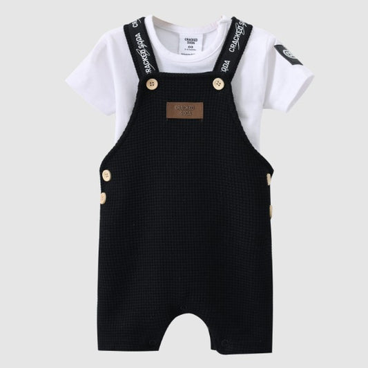 "Cracked Soda" - Luca Waffle Overall Set - Black