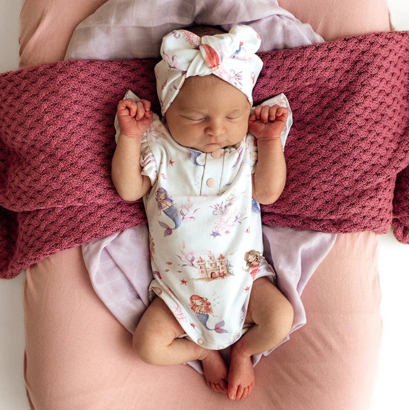 "Snuggle Hunny" - Short Sleeve Bodysuit - Mermaid