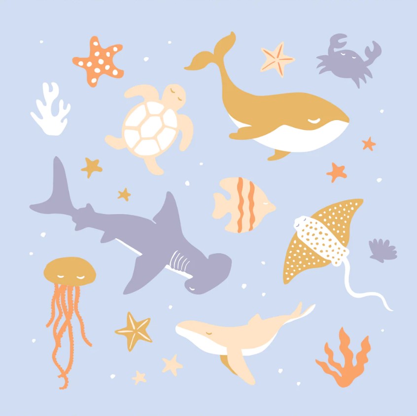 "Fox & Fallow" - Blanket - Ocean Creatures