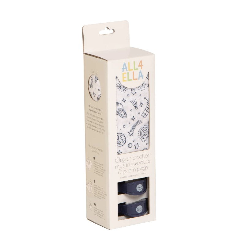 "All4Ella" - Muslin Wrap & 2 Pram Peg Set