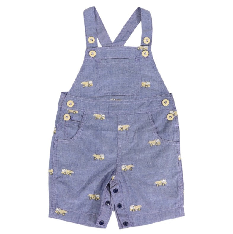 "Korango" - Embroidered Truck Chambray Overall - Dark Blue