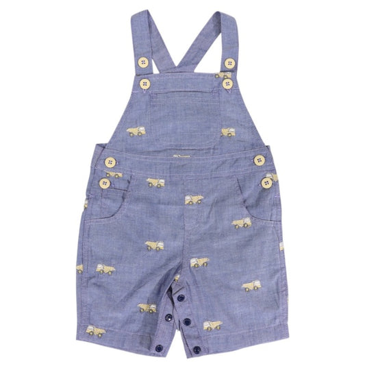 "Korango" - Embroidered Truck Chambray Overall - Dark Blue