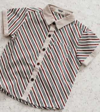 "Christmas" - Bencer & Hazelnut Peppermint Stipe Collared Romper/Shirt
