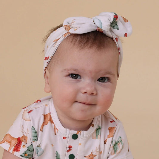 "Christmas" - Snuggle Hunny Top Knot Headband - Prancer & Friends