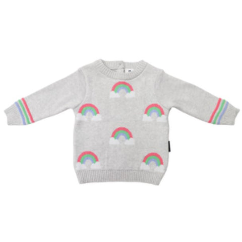 "Korango" - Knit Sweater - Rainbow - Grey