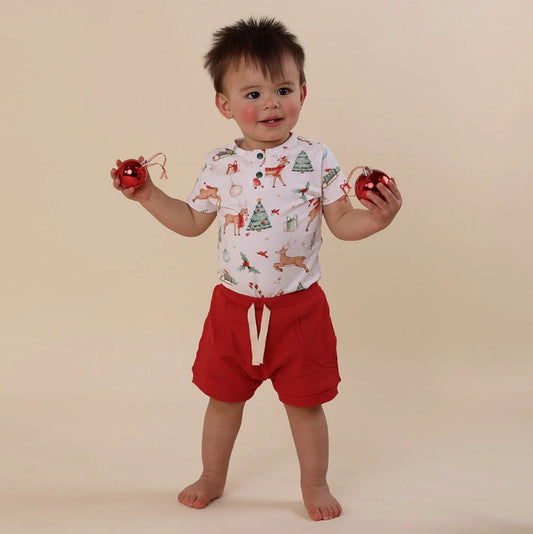 "Christmas" - Snuggle Hunny Shorts - Red