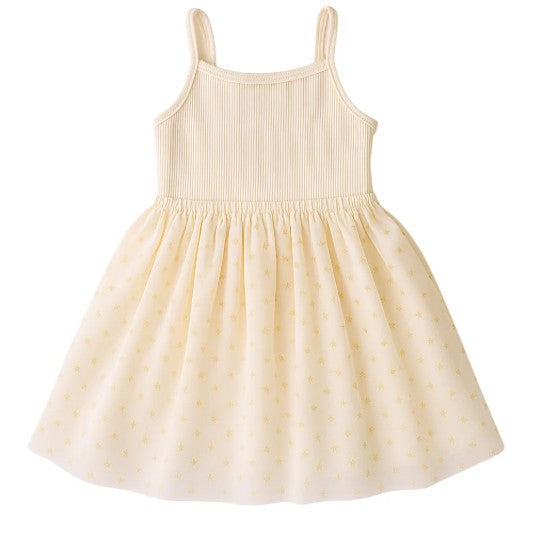 "Confetti Kidz" - Ribbed Tulle Dress - Sunshine