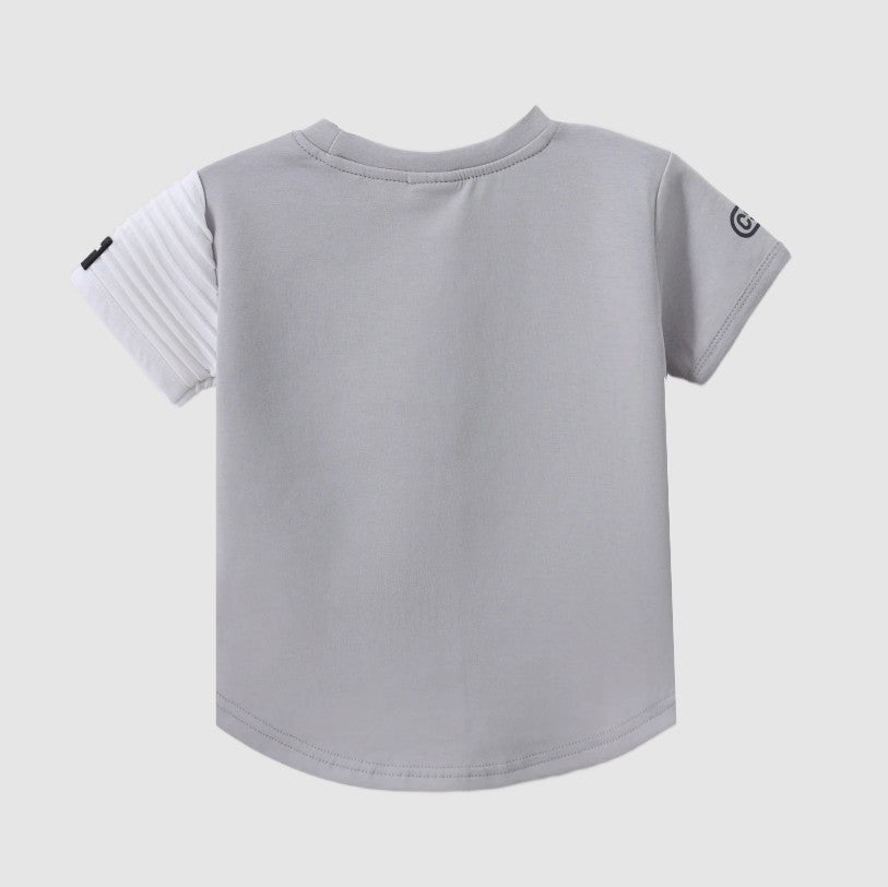 "Cracked Soda" - River Detail Sleeve Tee - Grey