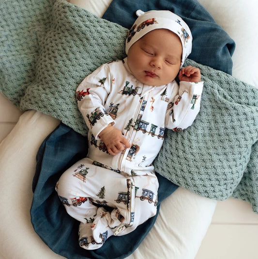 "Snuggle Hunny" - Sleepsuit - Trains