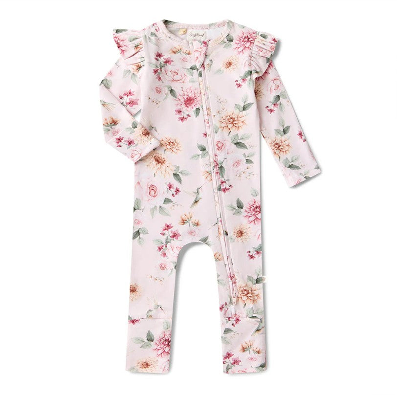 "Snuggle Hunny" - Convertible Snugglesuit - Birds & Blooms