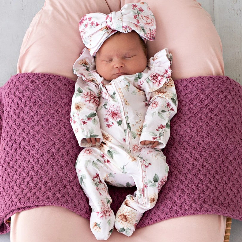 "Snuggle Hunny" - Convertible Snugglesuit - Birds & Blooms